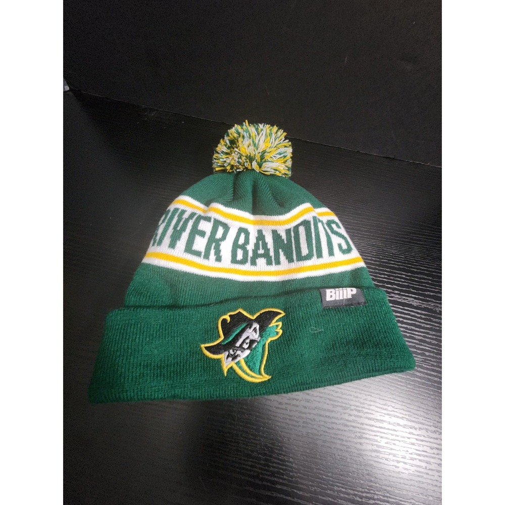 Quad City River Bandits‎ MiLB Beanie Knit Hat Green Yellow Pom Pom Logo